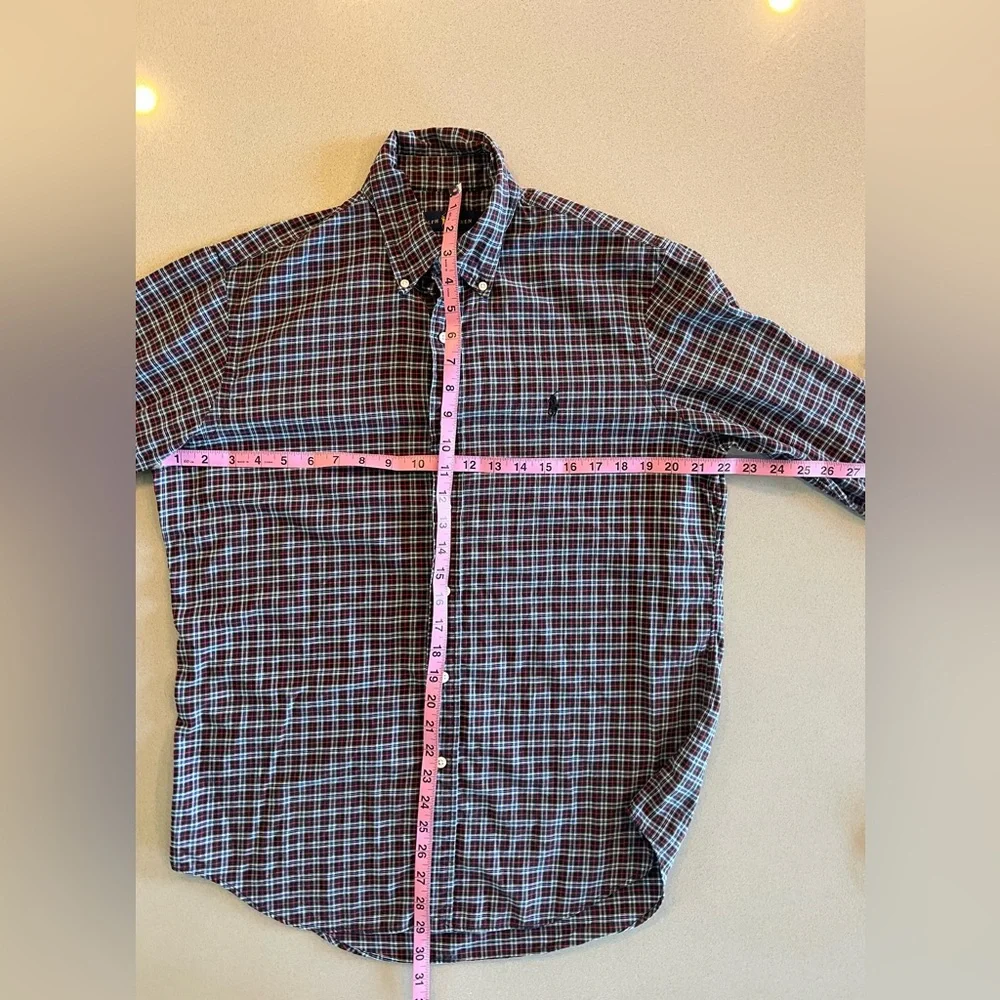 Ralph Lauren Red Blue Black Checkered 100% Cotton Shirt Black Pony Sz Medium - Picture 11 of 12
